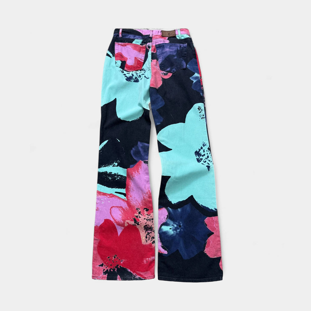 Just Cavalli 2000s Floral Pop Art Flare Jeans