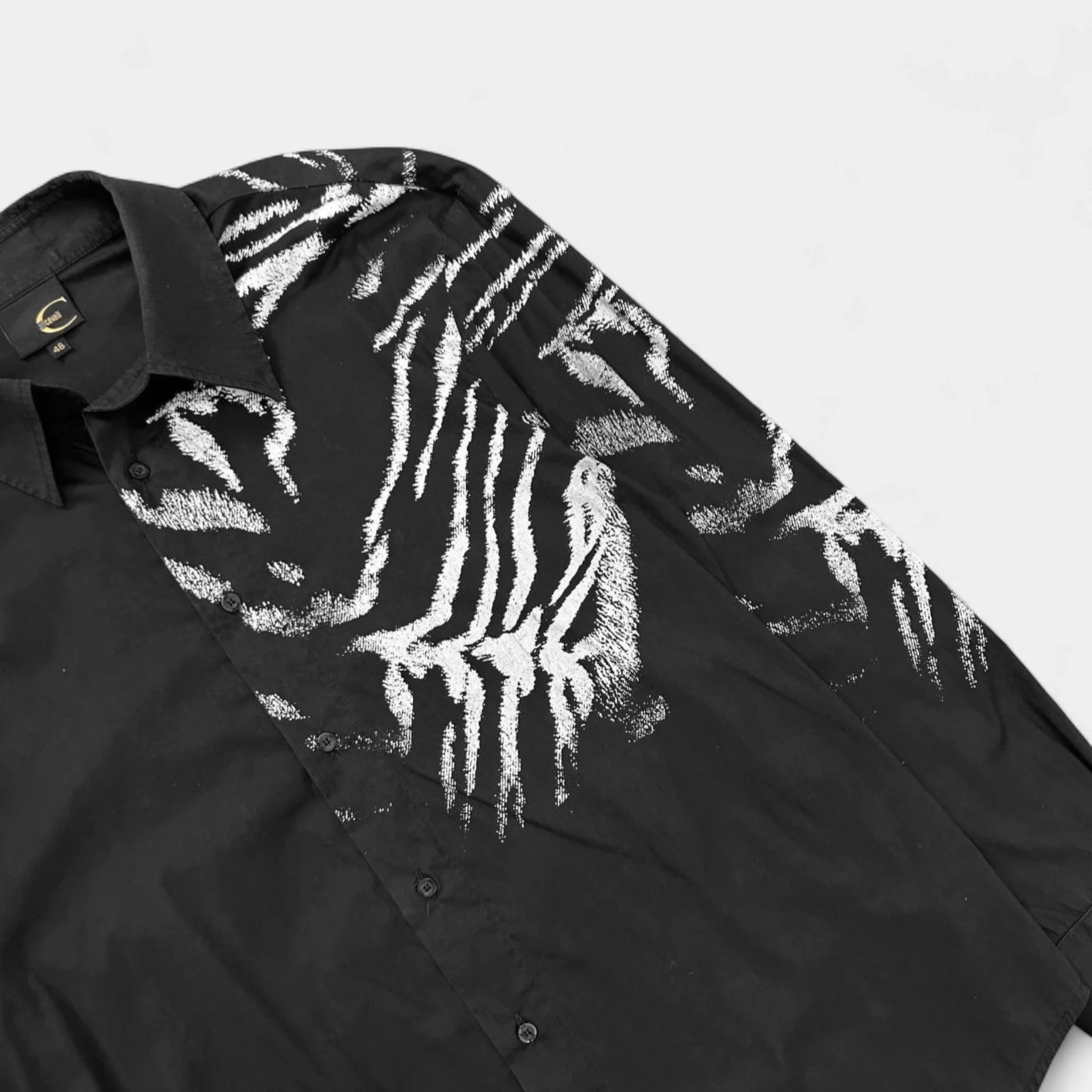 Just Cavalli Animal Print Black Button Shirt