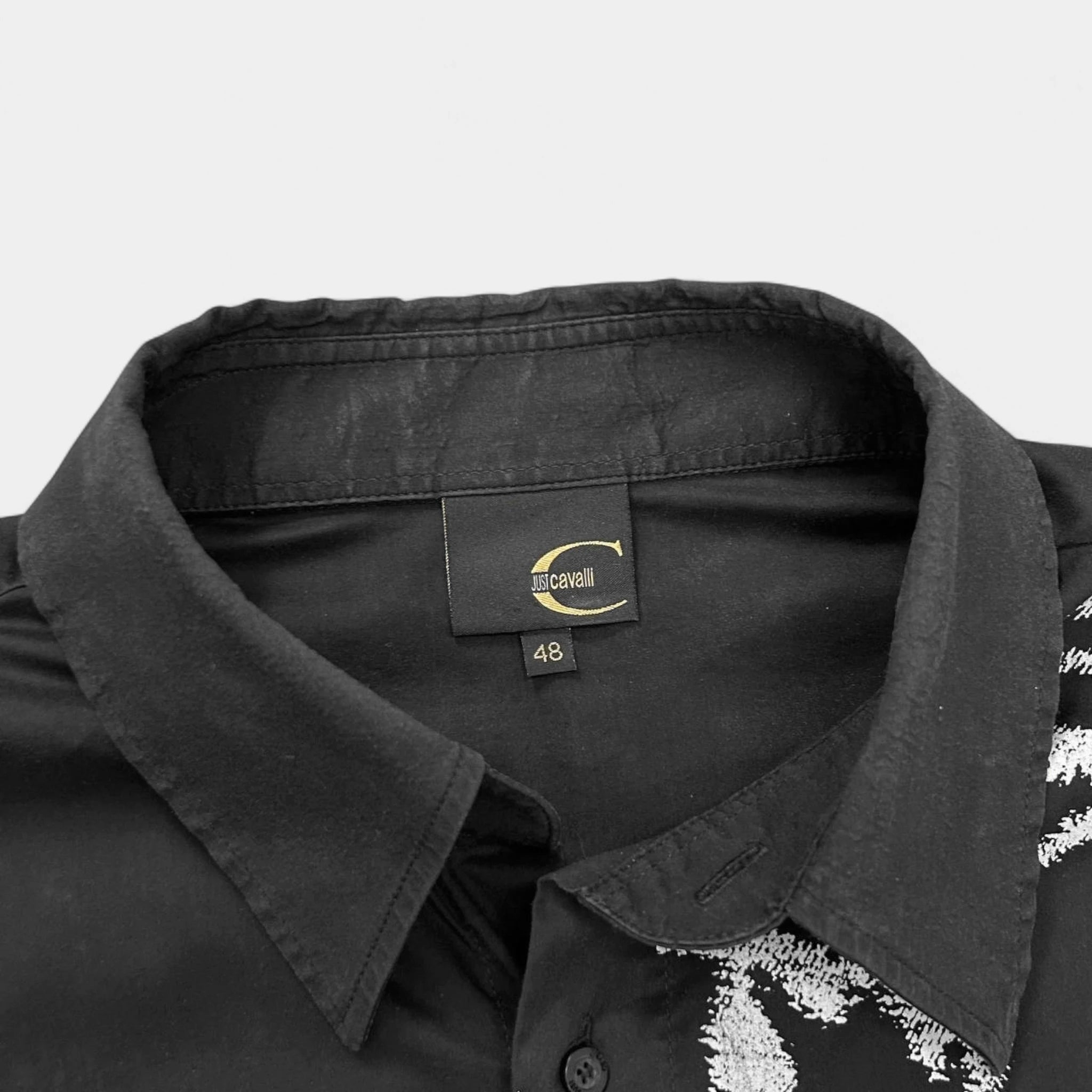 Just Cavalli Animal Print Black Button Shirt