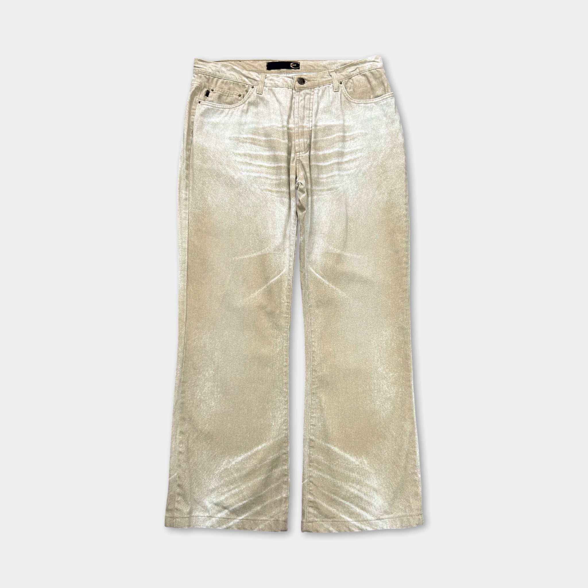 Just Cavalli Baggy Beige Denim Print Effect Jeans