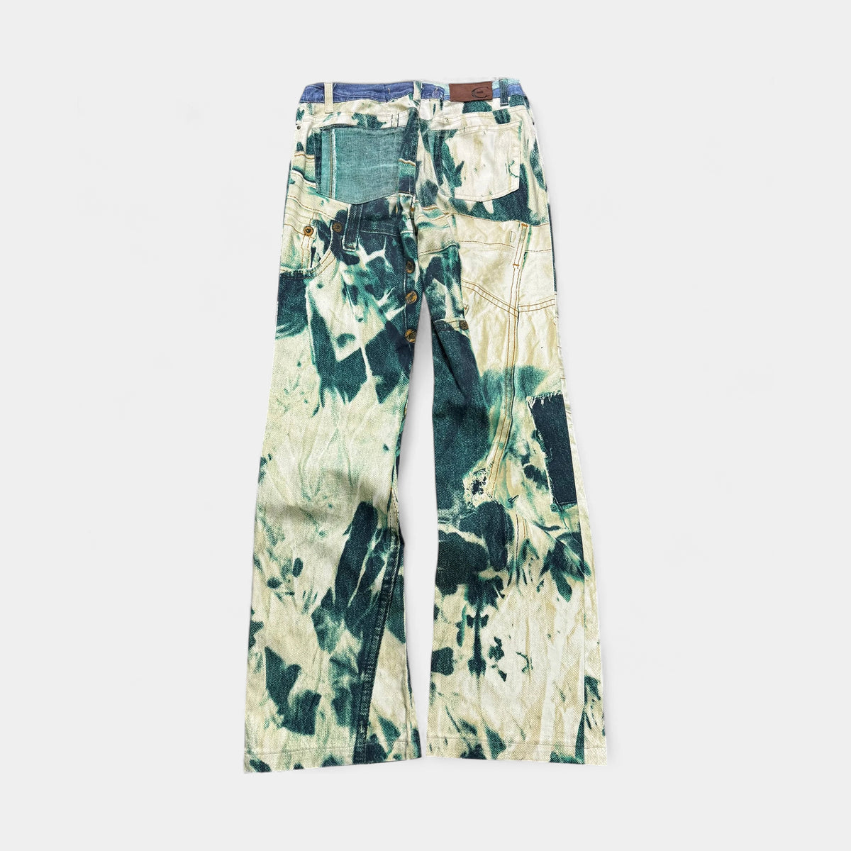 Just Cavalli Acid Wash Trompe L'oeil Printed Flare Jeans