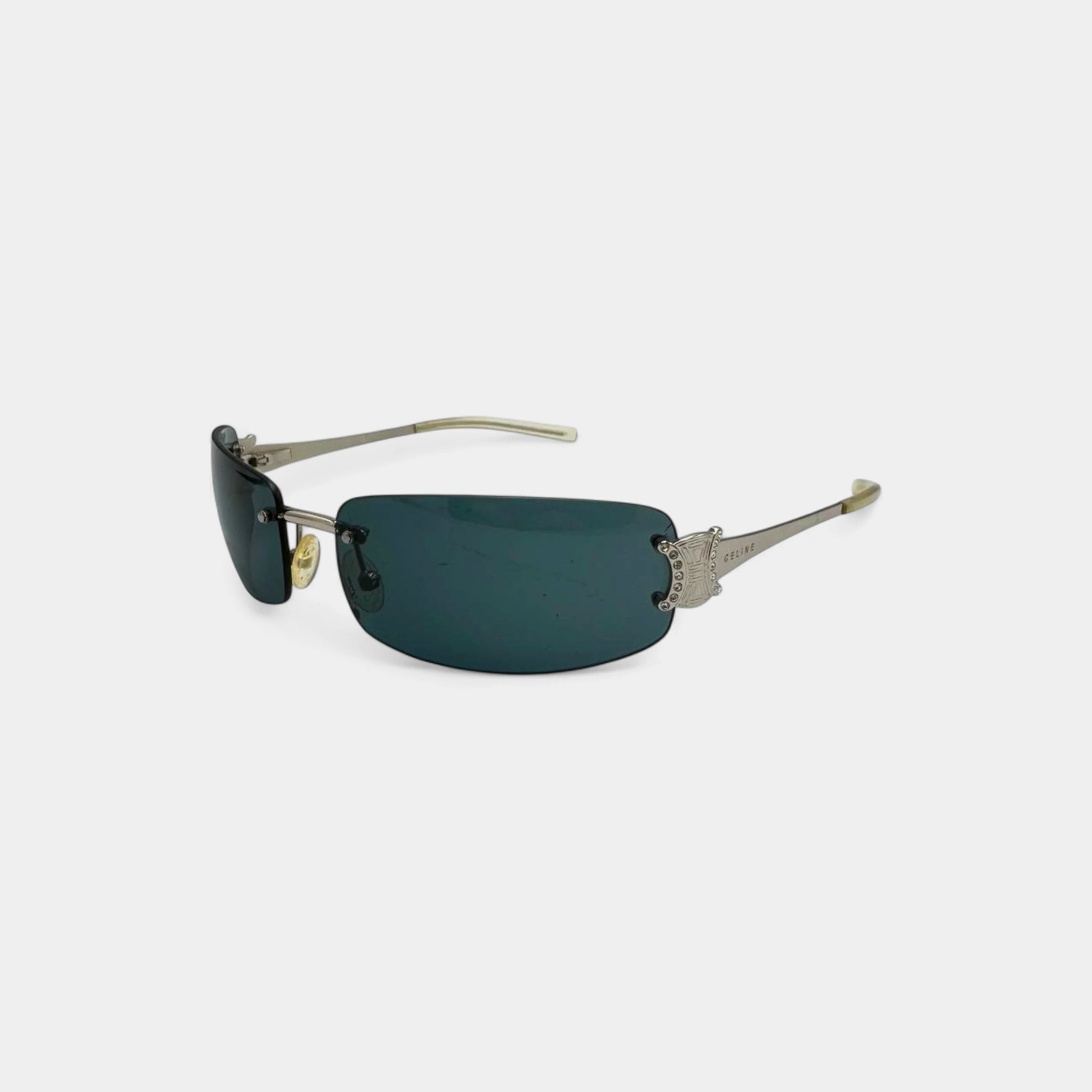 Celine Rimless Rhinestone Triomphe Logo Sunglasses