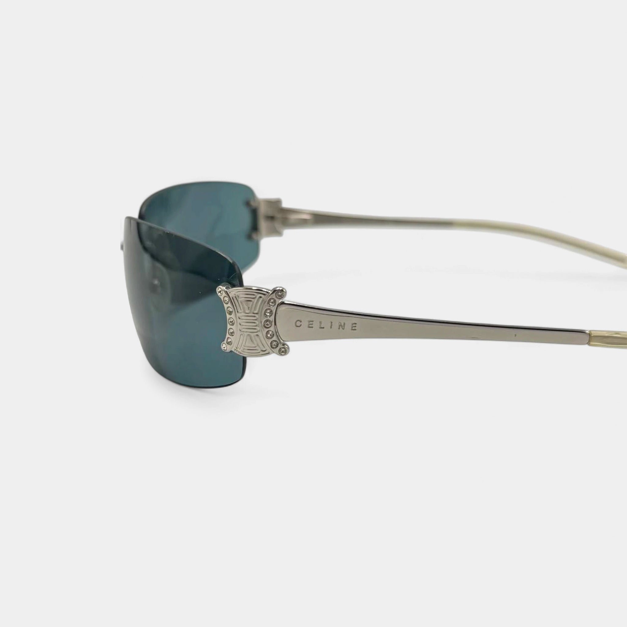 Celine Rimless Rhinestone Triomphe Logo Sunglasses