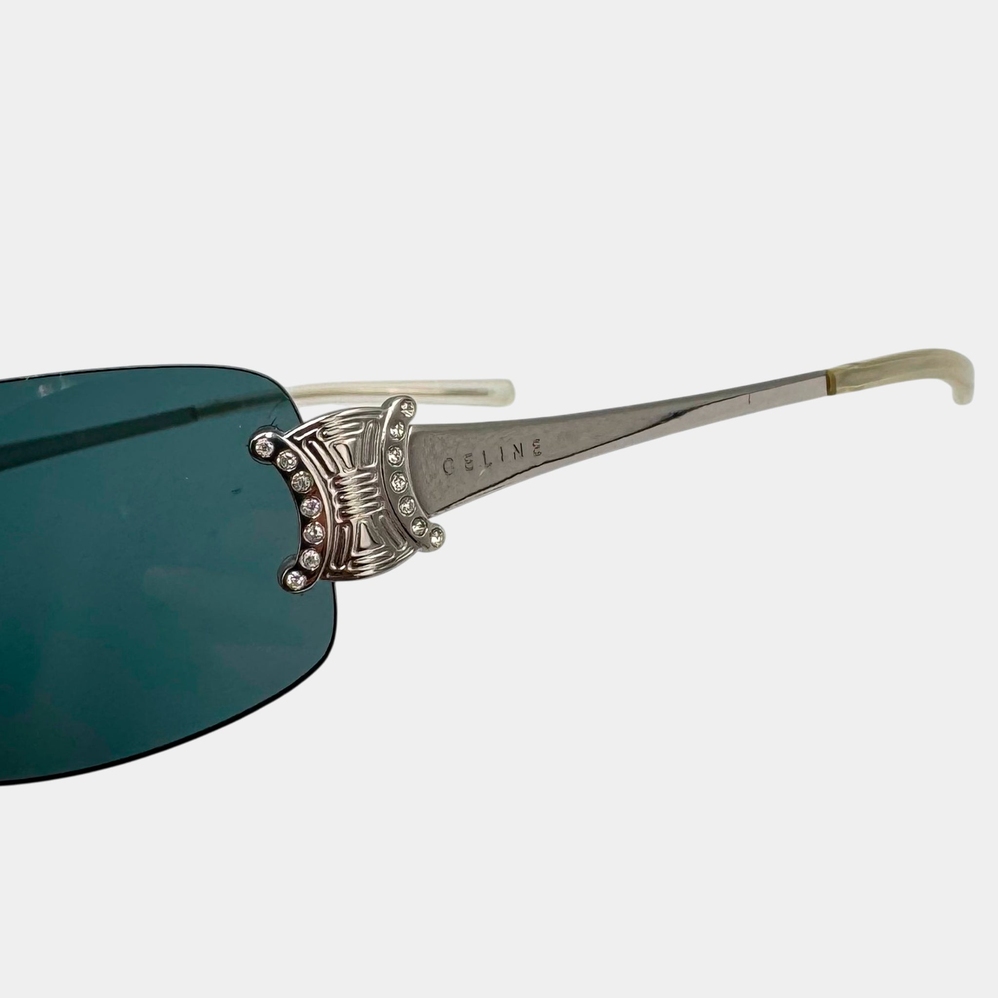 Celine Rimless Rhinestone Triomphe Logo Sunglasses