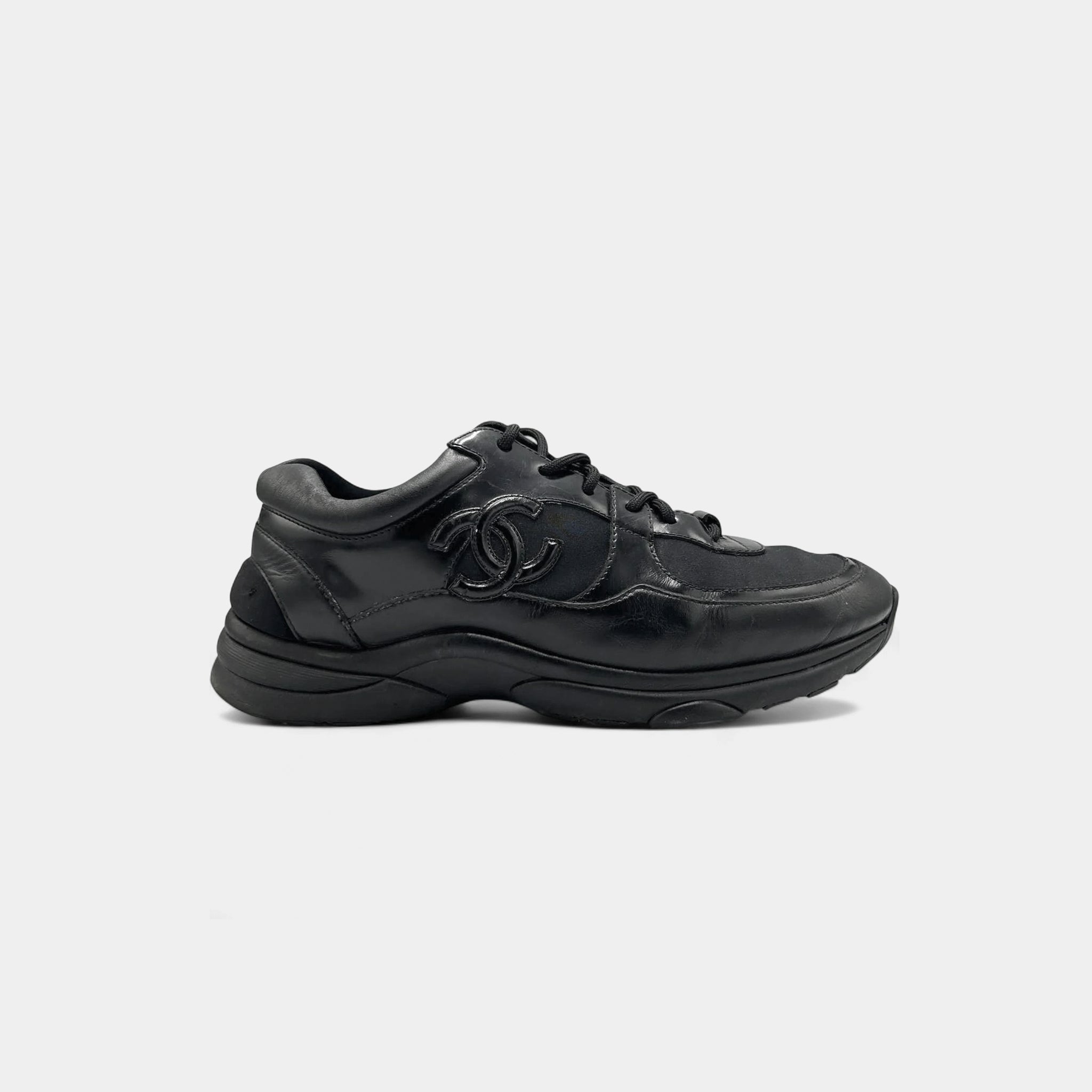 Chanel Triple Black CC Runner Sneakers