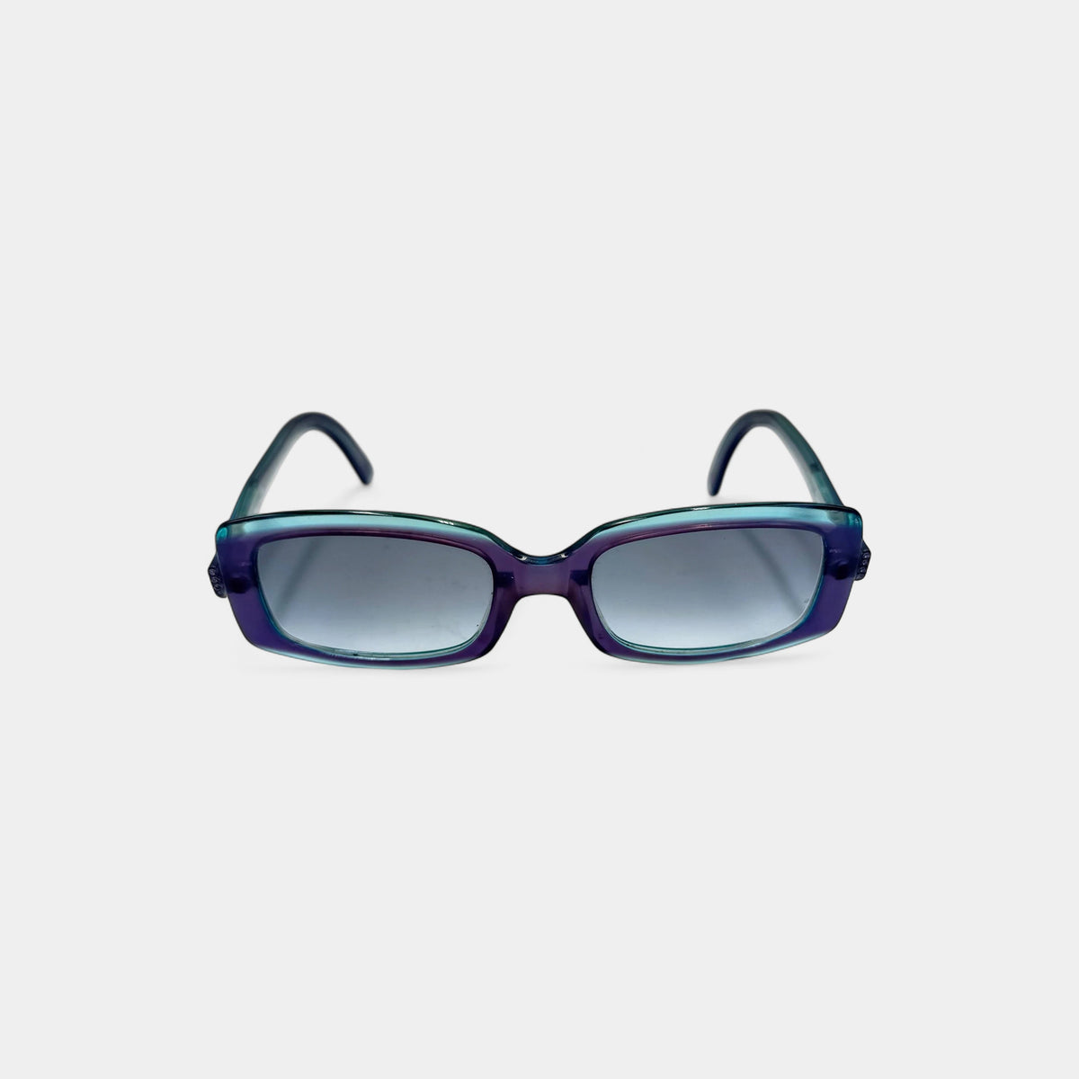 Chloé 2000s Teal & Purple Dual-Tone Rectangular Sunglasses