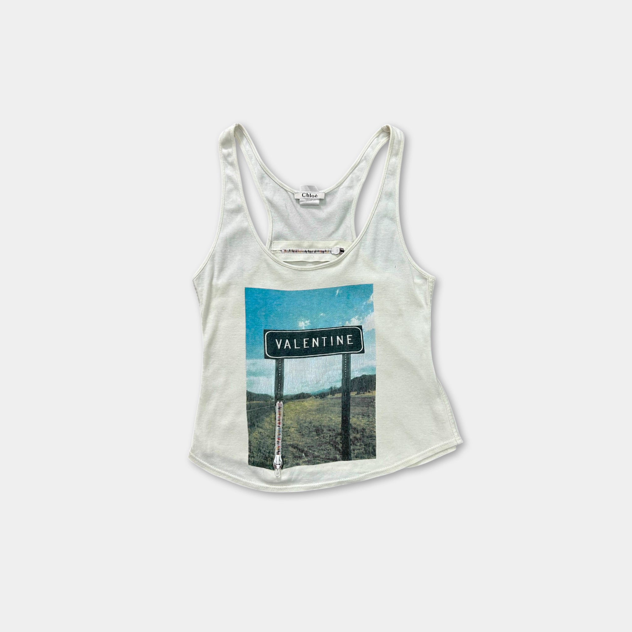 Chloé SS01 by Stella McCartney "Valentine" Zipper Tank Top