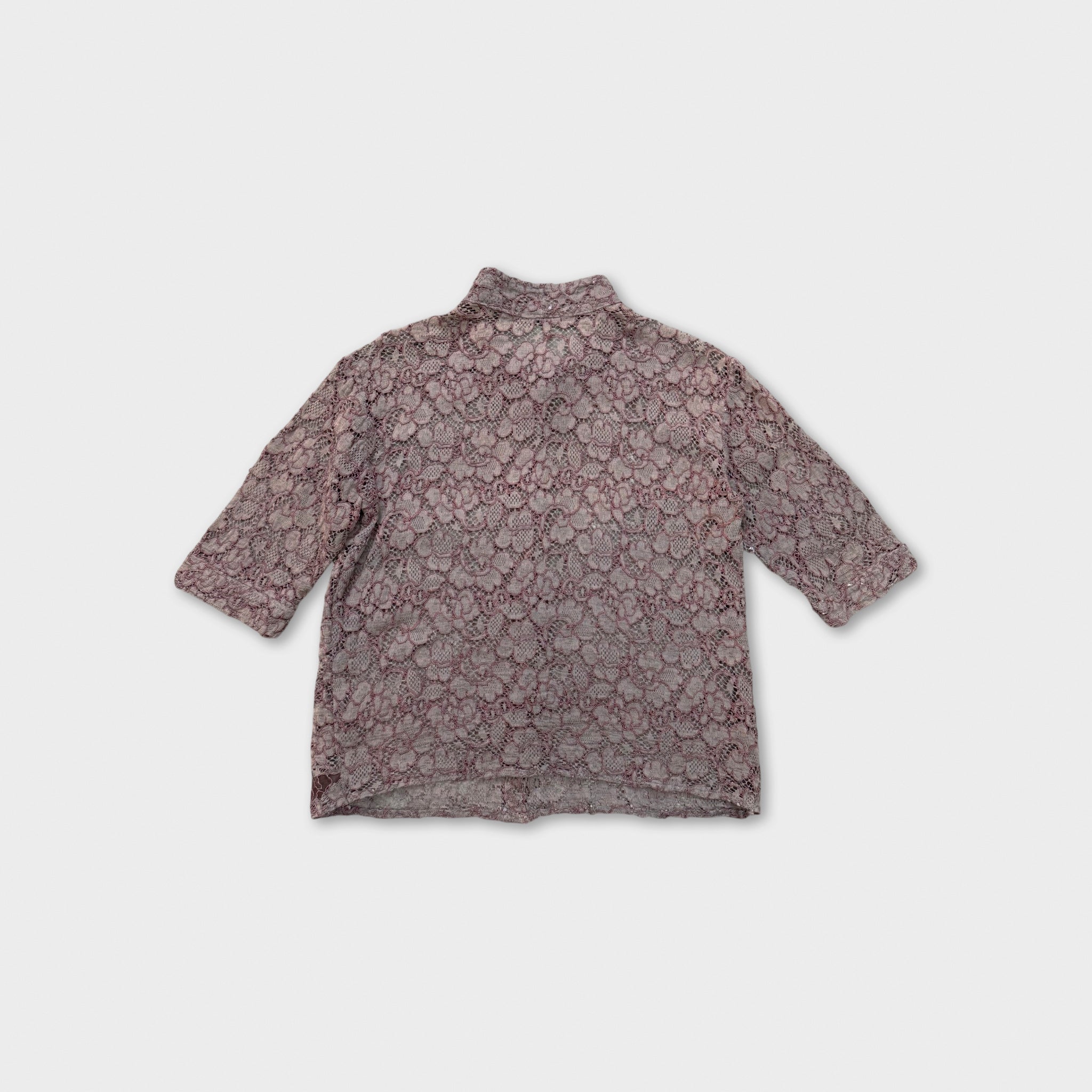 Chloé Mauve Floral Lace Button-Up Blouse