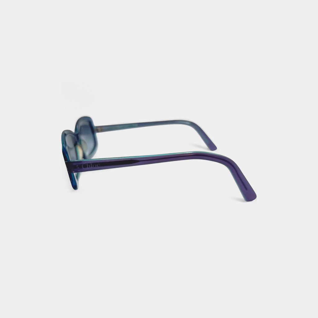 Chloé 2000s Teal & Purple Dual-Tone Rectangular Sunglasses