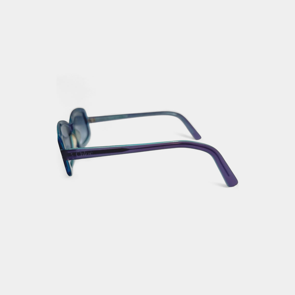 Chloé 2000s Teal & Purple Dual-Tone Rectangular Sunglasses