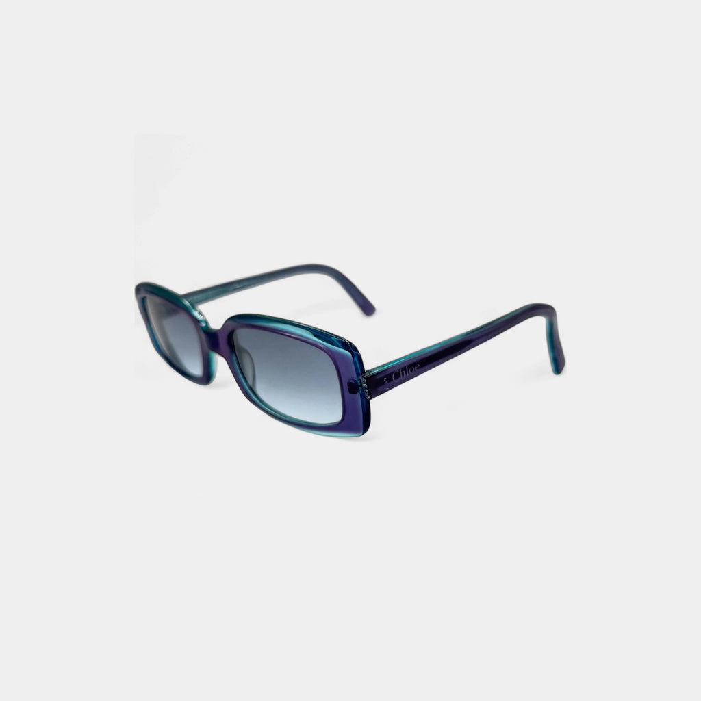 Chloé 2000s Teal & Purple Dual-Tone Rectangular Sunglasses