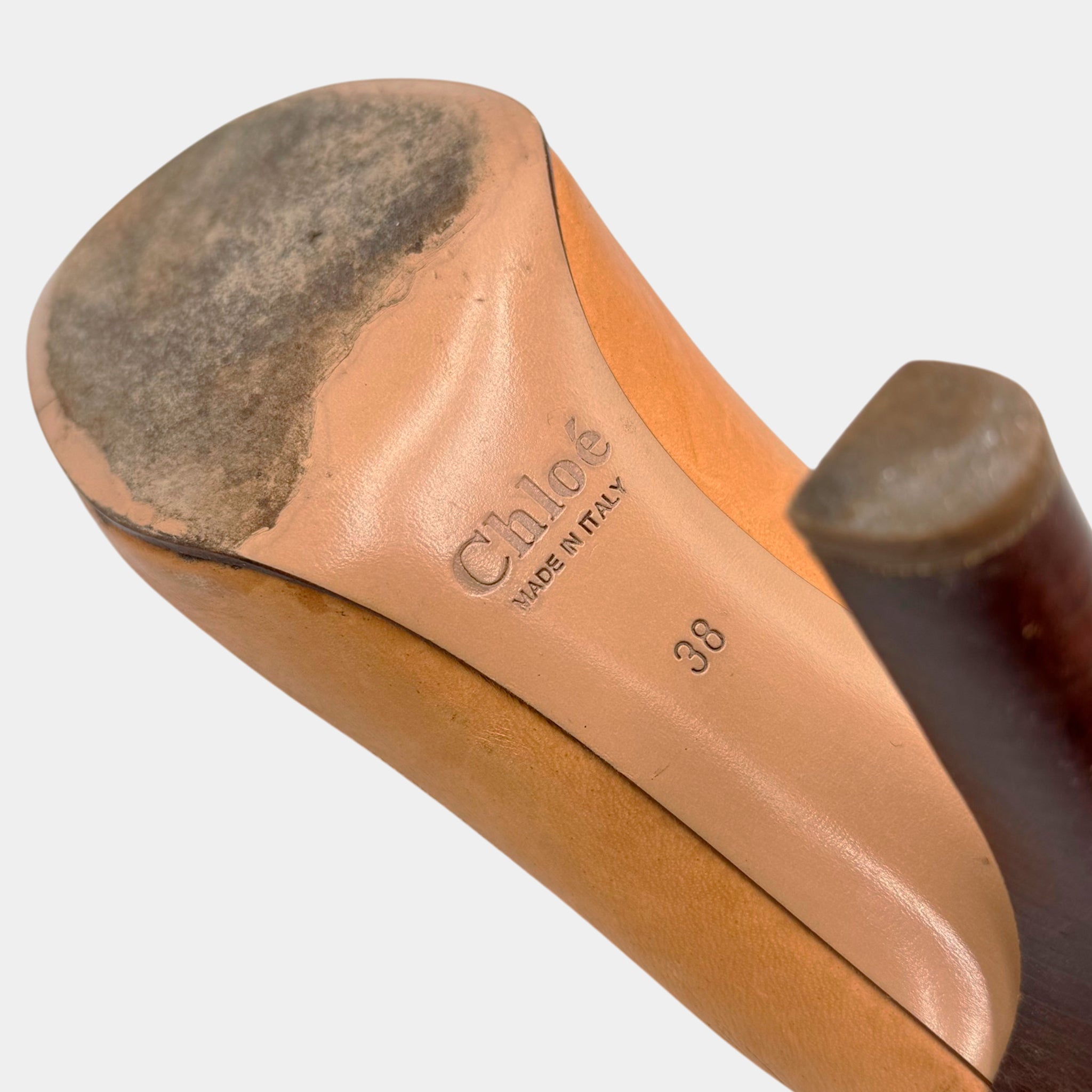 Chloé Vintage Brogue Almond Leather Toe Pumps