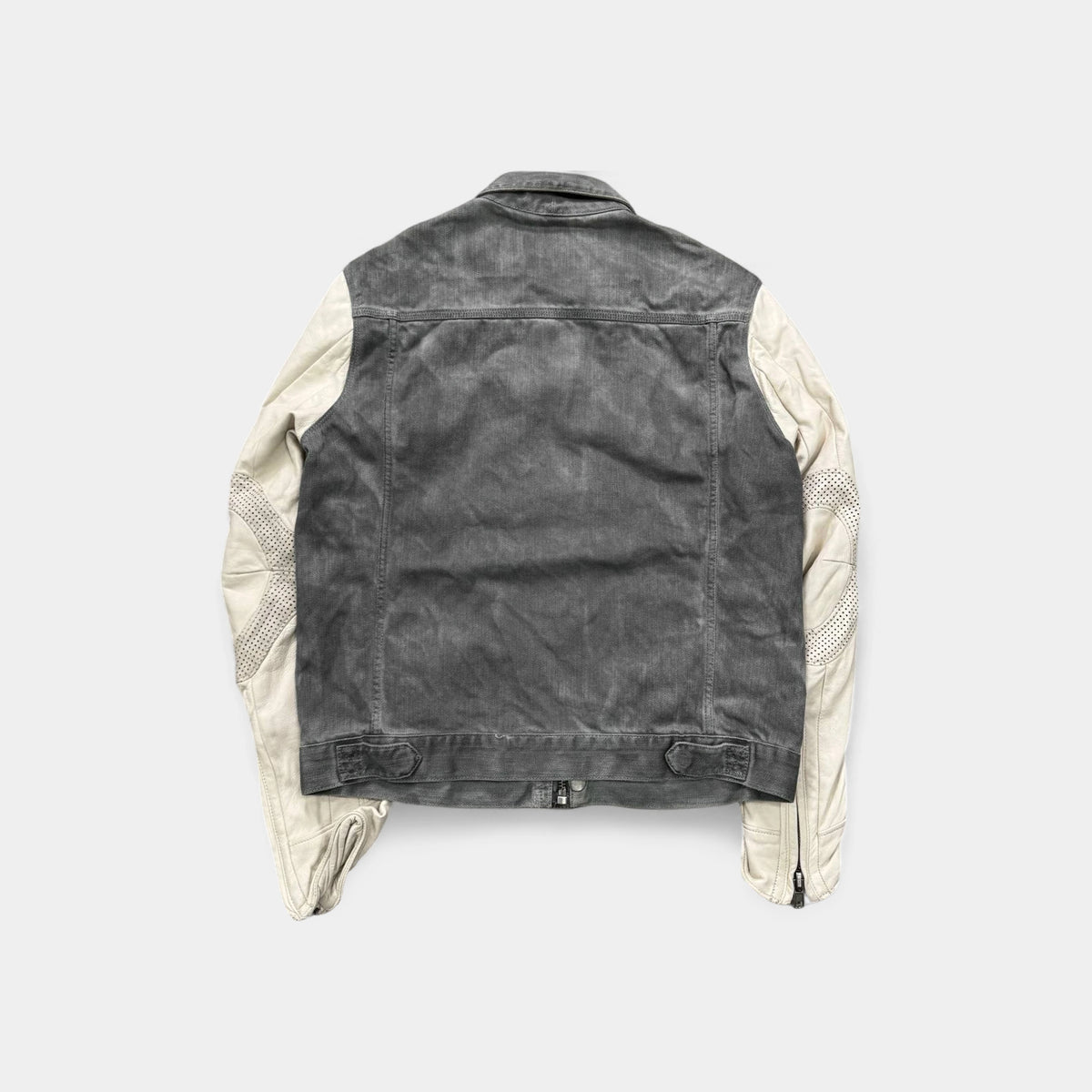 Calvin Klein Grey Denim Leather Biker Jacket