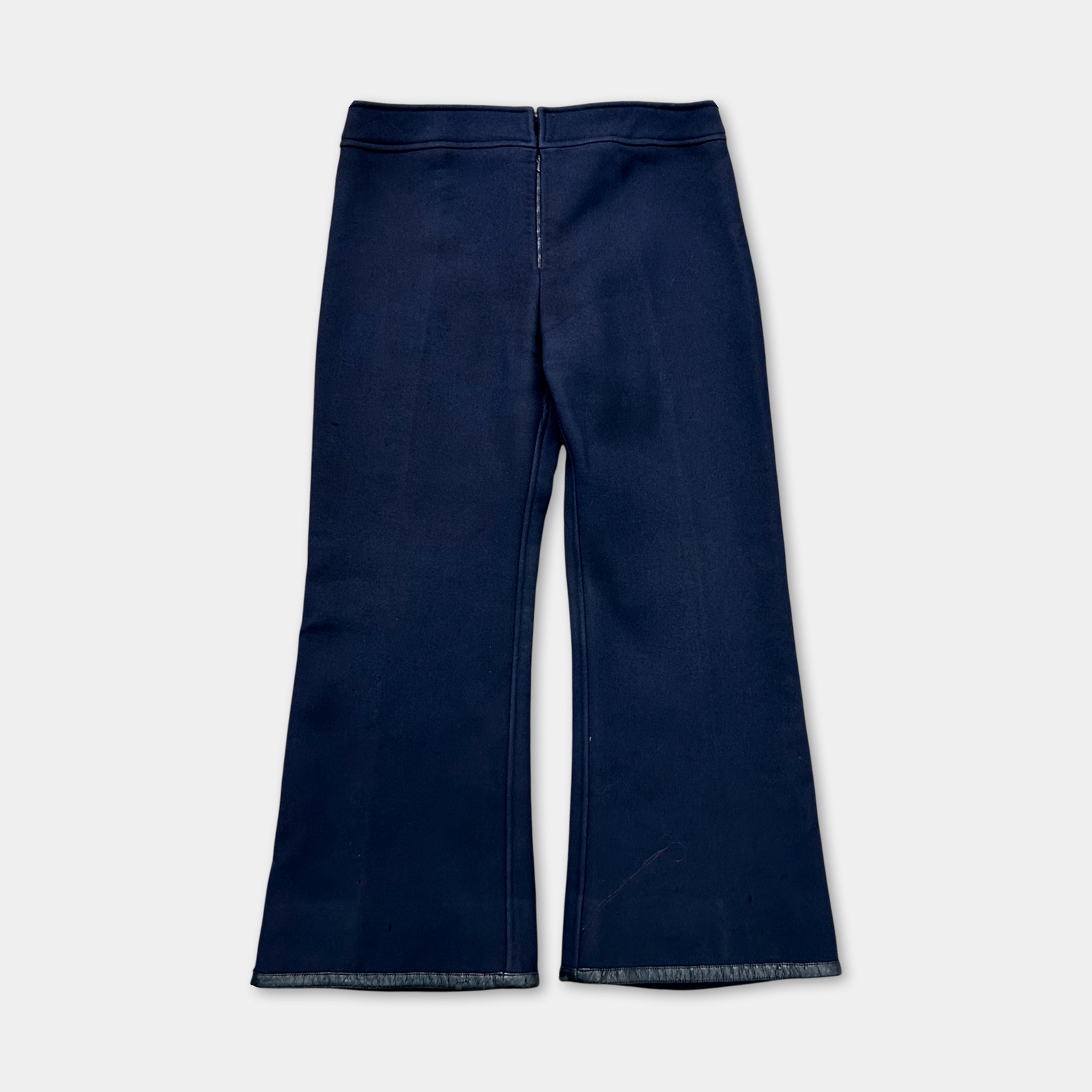 Courreges Paris Vintage Wide Leg Wool Navy Pants