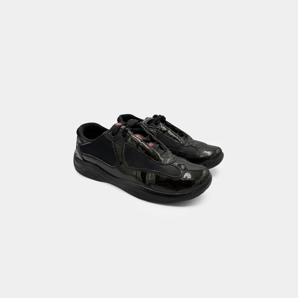 Prada Black Patent Leather America's Cup Sneakers