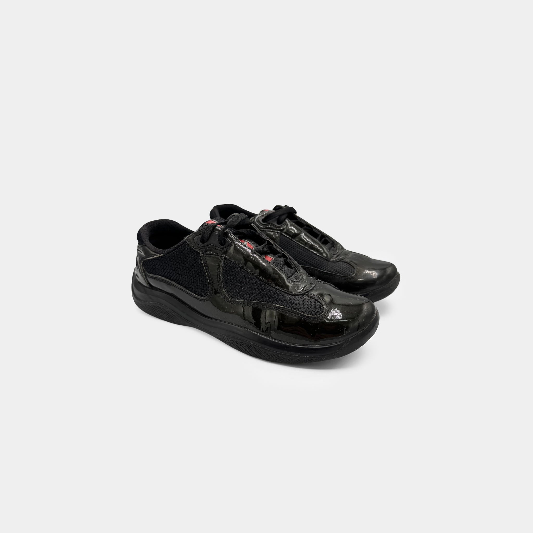 Prada Black Patent Leather America's Cup Sneakers