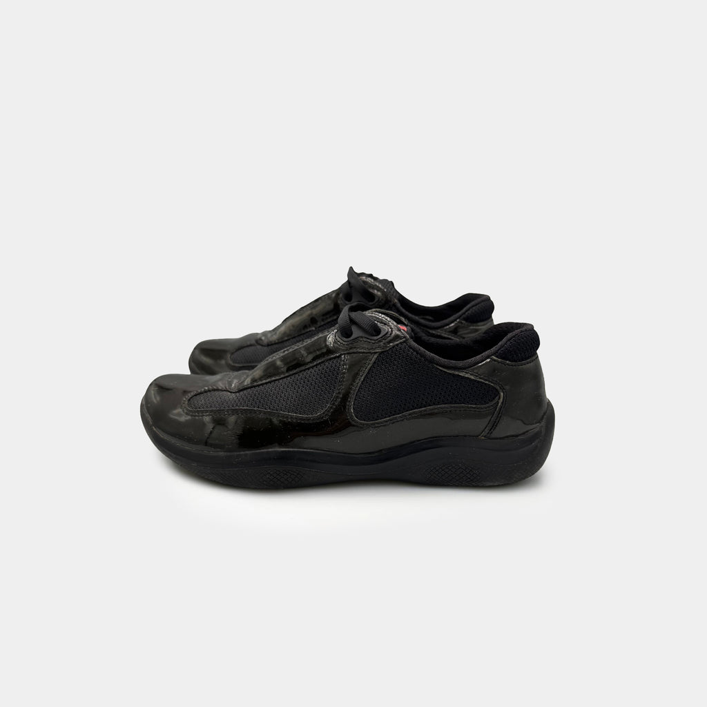 Prada Black Patent Leather America's Cup Sneakers