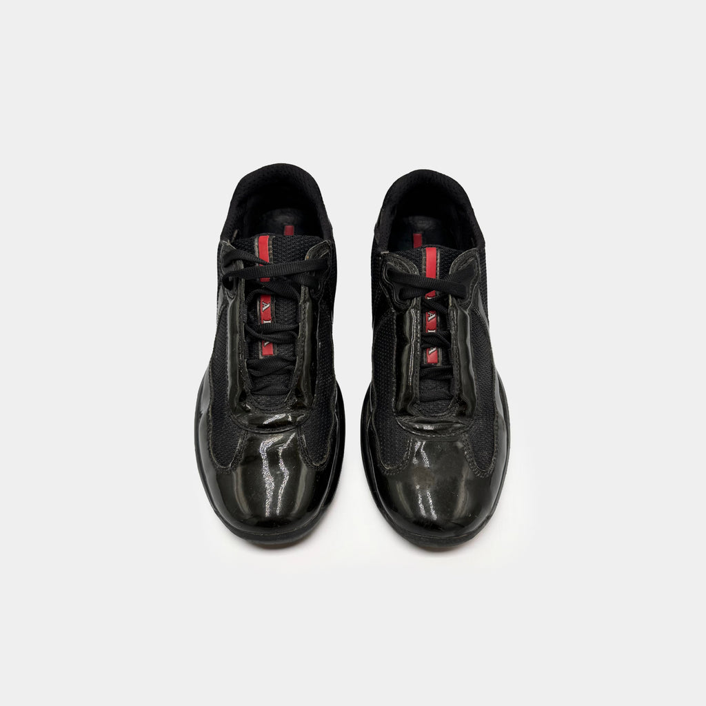 Prada Black Patent Leather America's Cup Sneakers