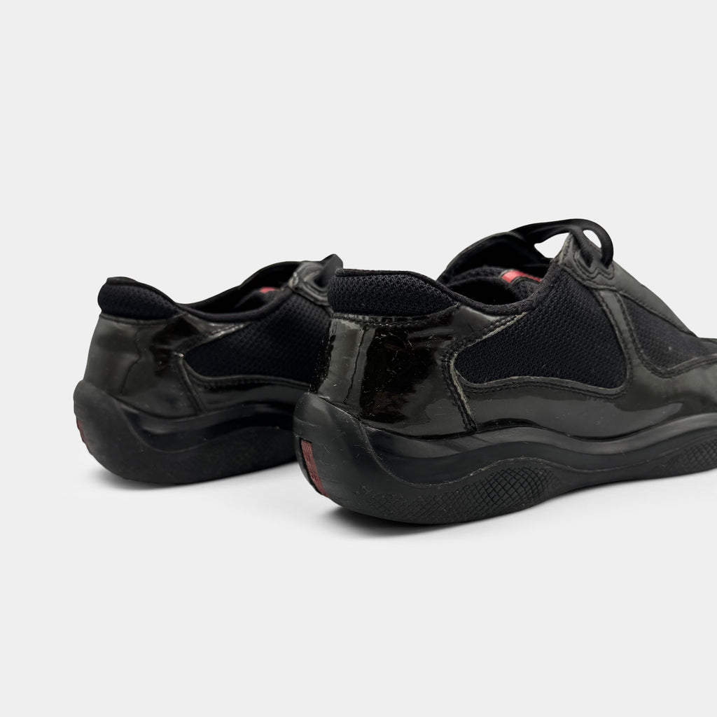 Prada Black Patent Leather America's Cup Sneakers