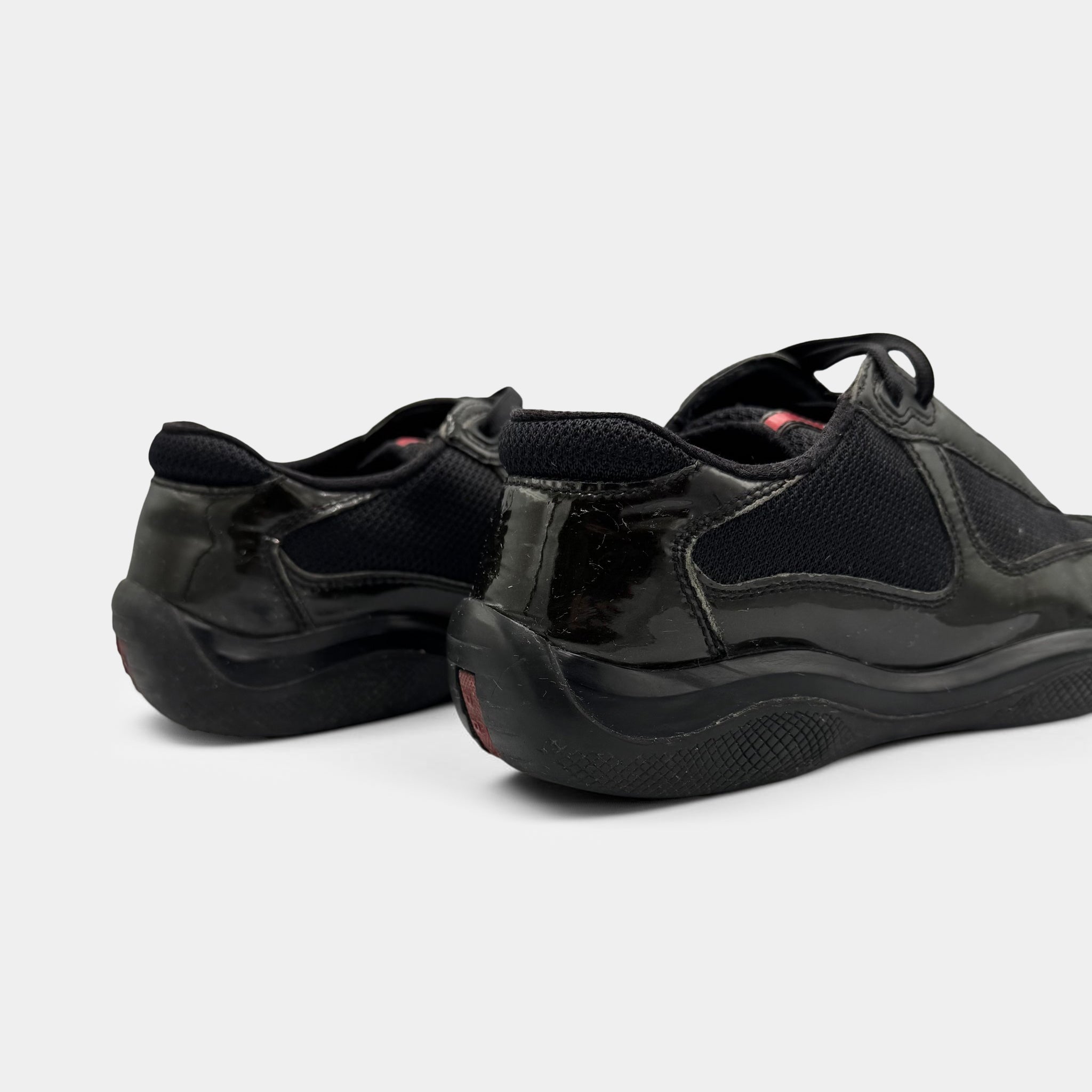 Prada Black Patent Leather America's Cup Sneakers