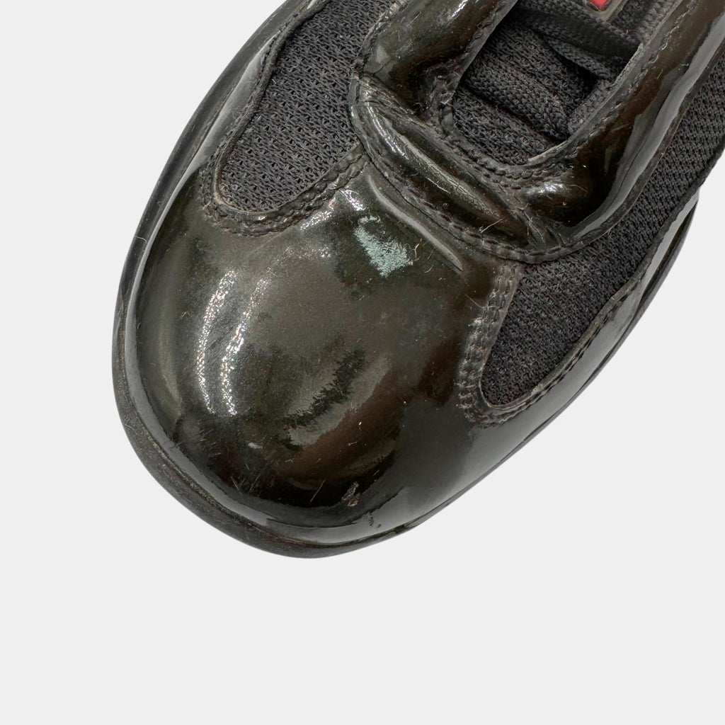 Prada Black Patent Leather America's Cup Sneakers
