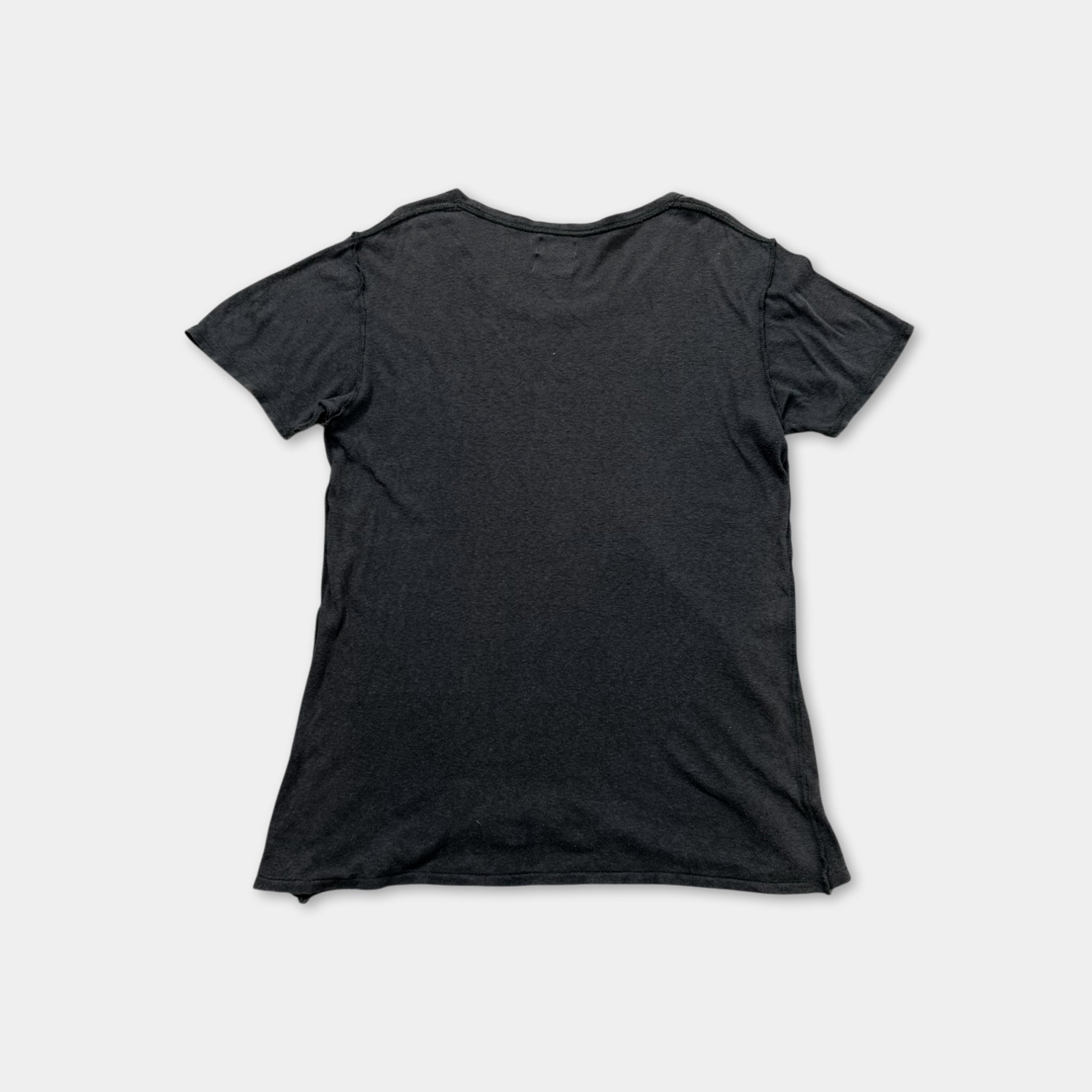a black t-shirt against a white background.