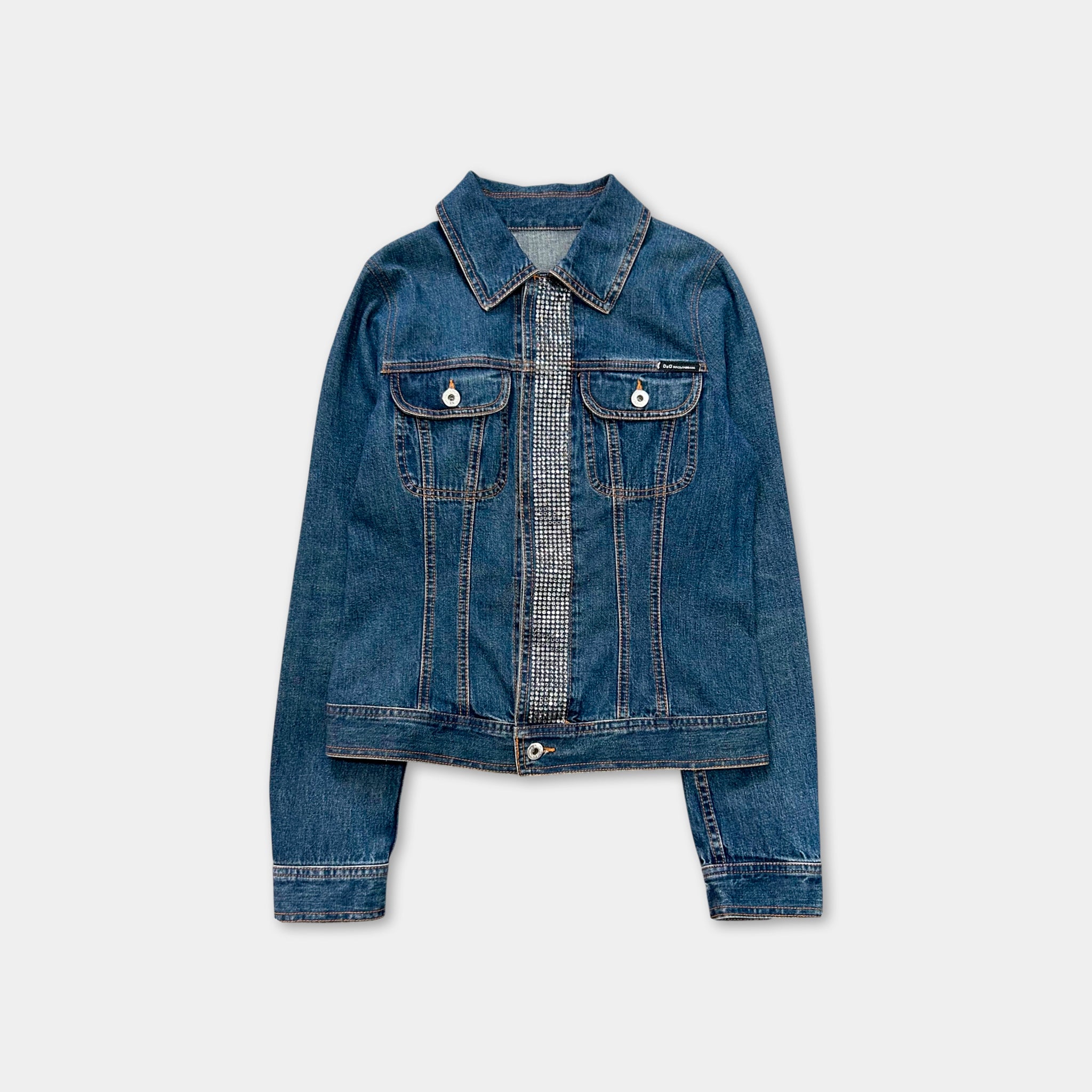 Dolce & Gabbana Rhinestone Denim Jacket Blue