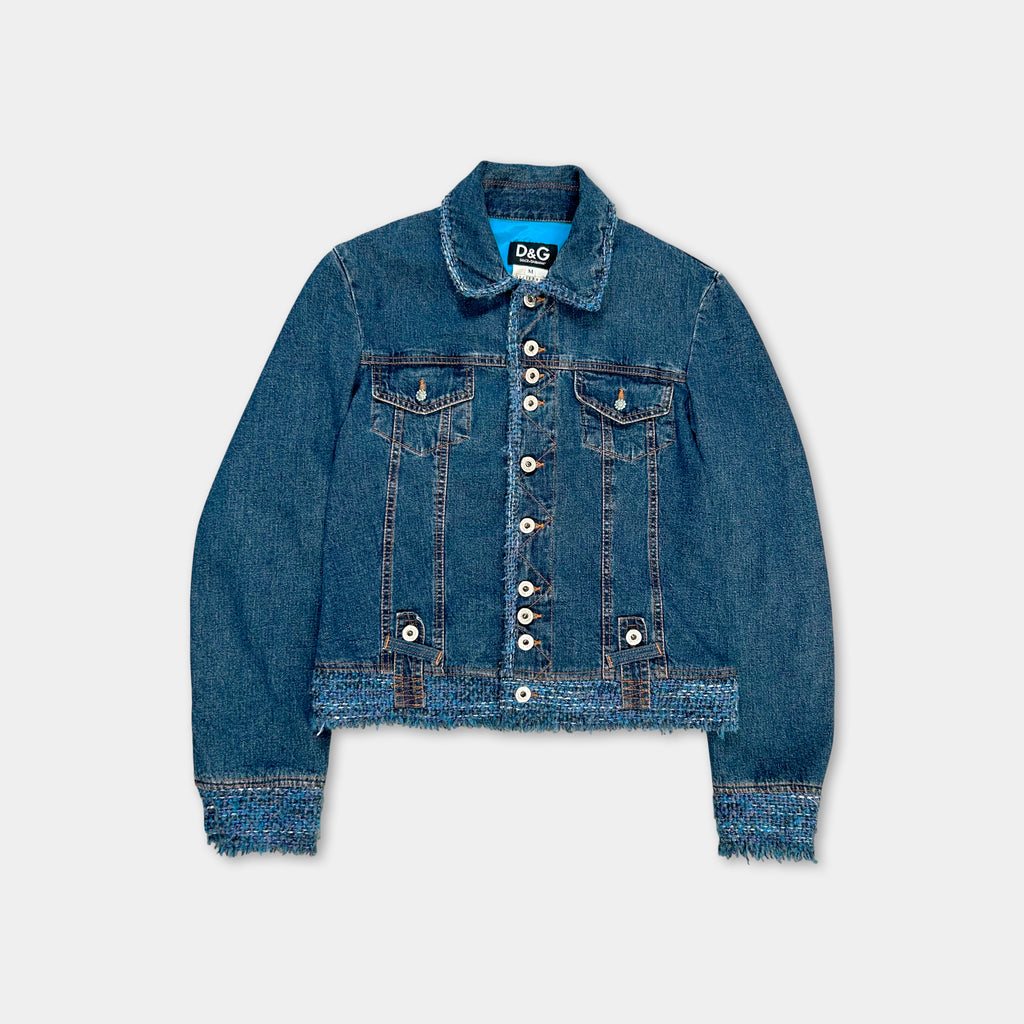 Dolce & Gabbana Blue Tweed Denim Jacket