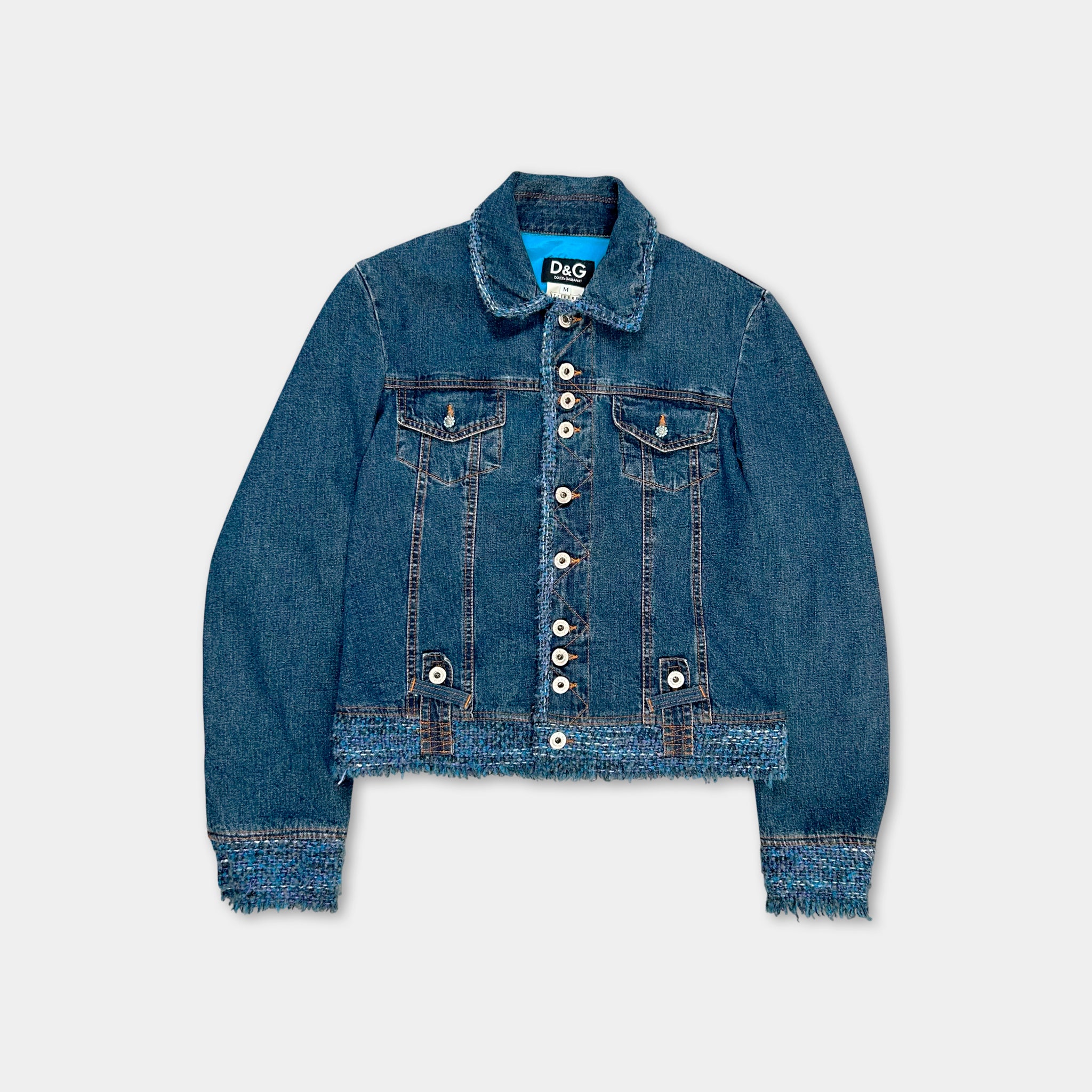 Dolce & Gabbana Blue Tweed Denim Jacket