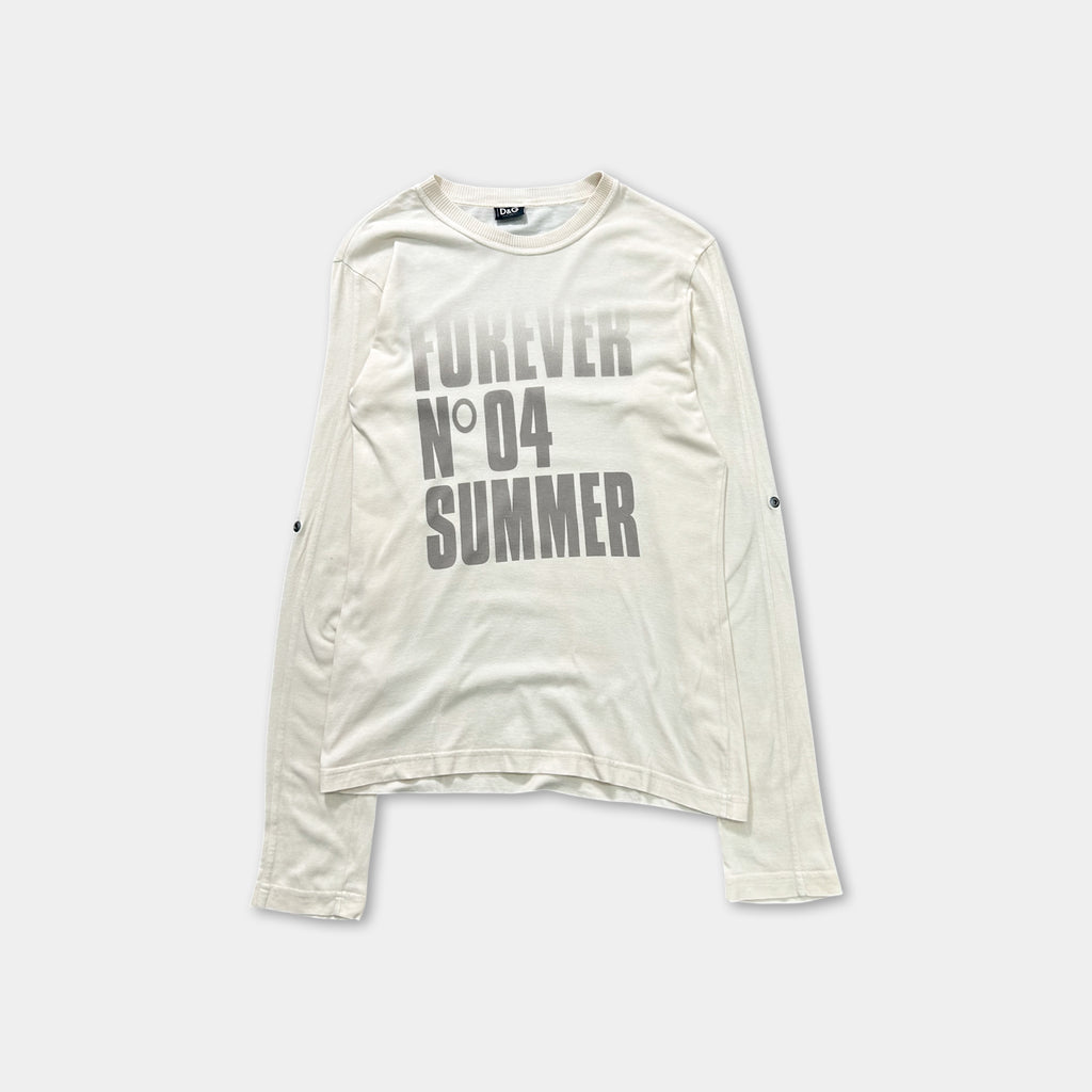 Dolce & Gabbana 2000s "Forever N04" Beige Graphic Long Sleeve