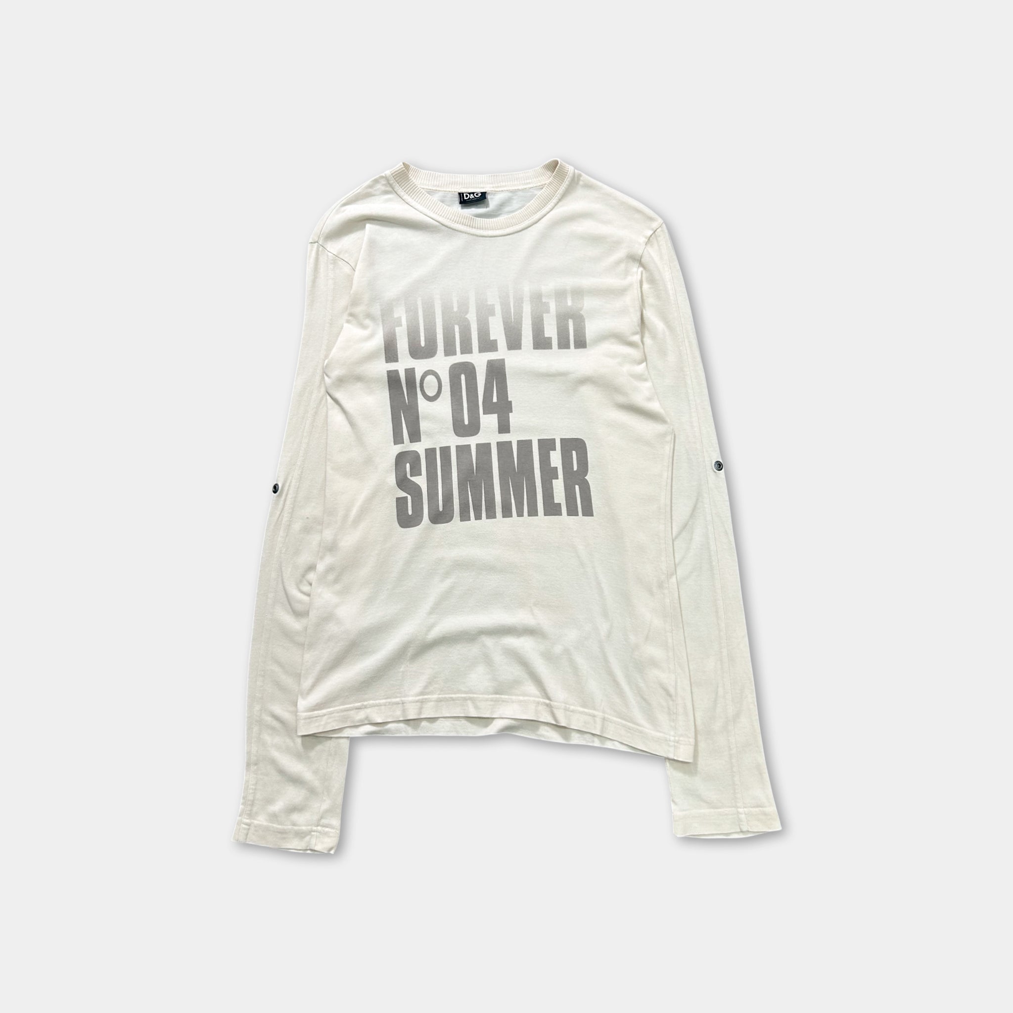 Dolce & Gabbana 2000s "Forever N04" Beige Graphic Long Sleeve