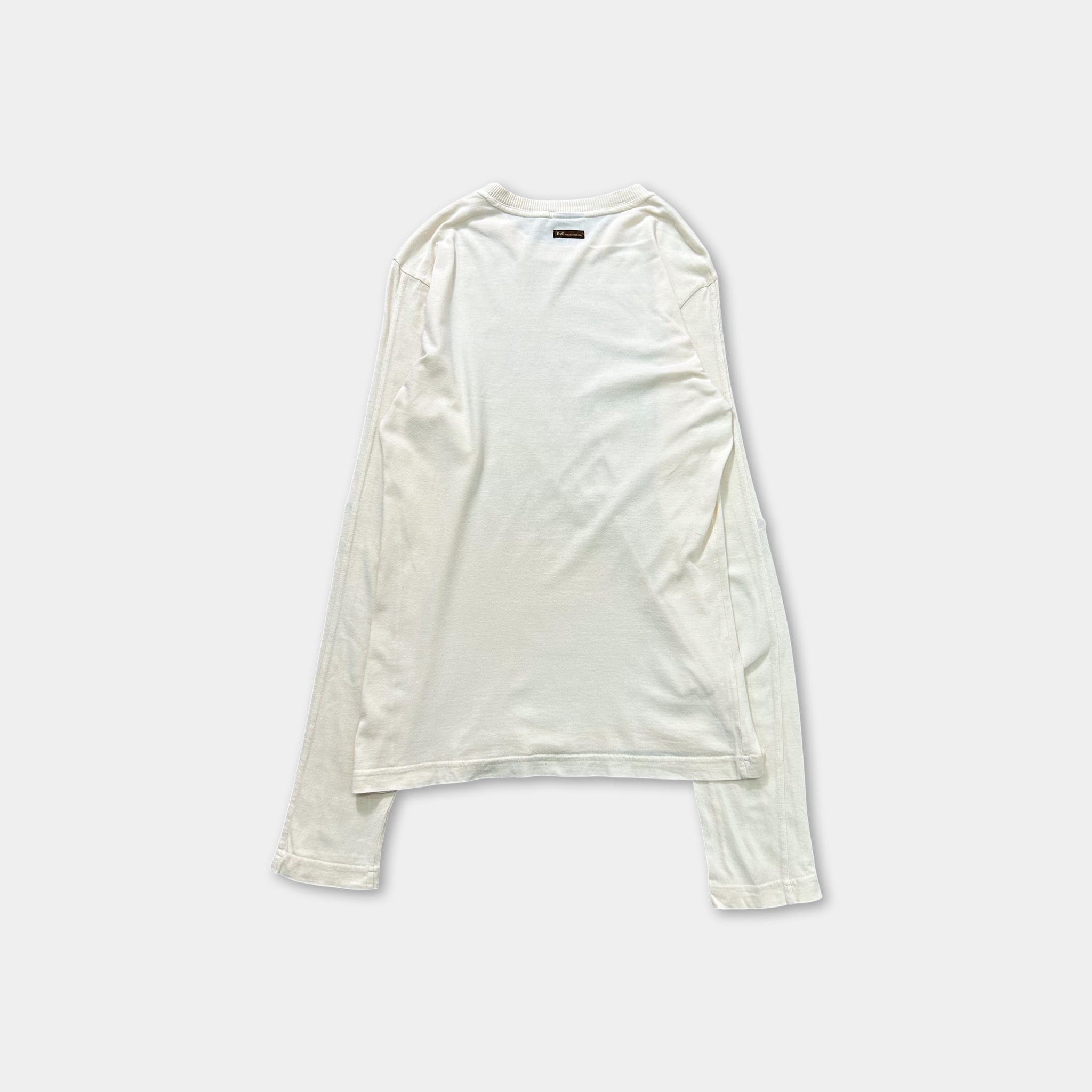 Dolce & Gabbana 2000s "Forever N04" Beige Graphic Long Sleeve