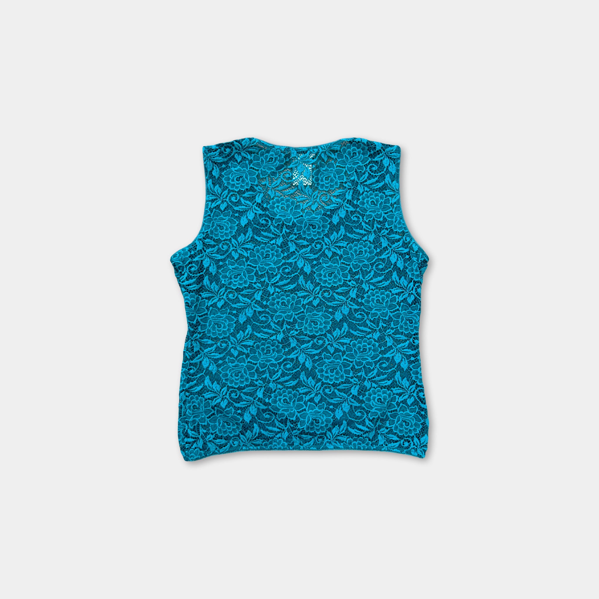 Dolce & Gabbana Floral Lace Teal Sleeveless Top
