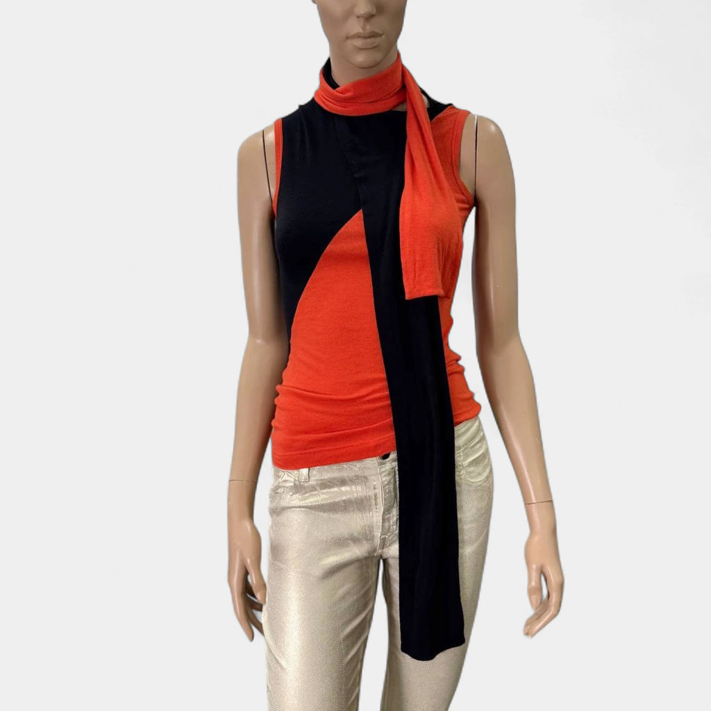 Dolce & Gabbana Asymmetrical Scarf-Neck Sleeveless Top