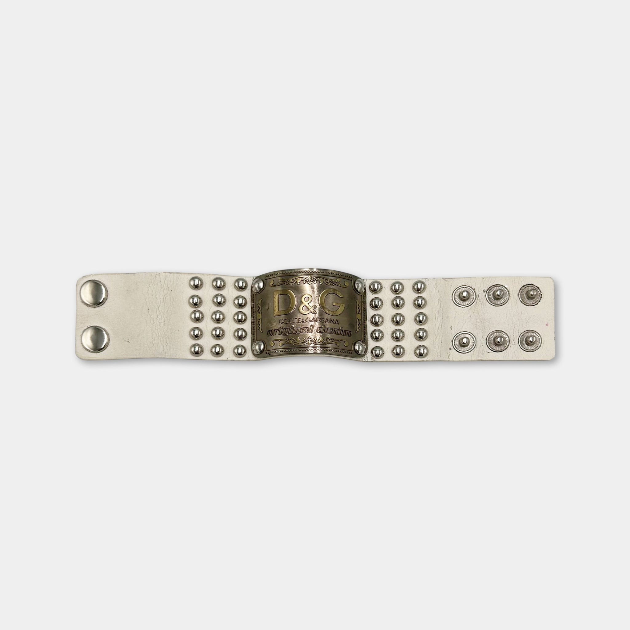 Dolce & Gabbana Vintage White Leather Western-Rock Bracelet
