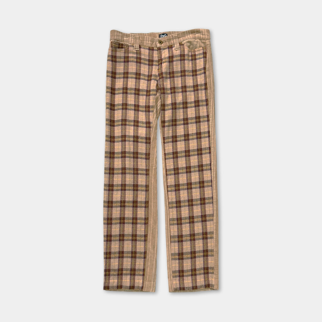 Dolce & Gabbana Checkered Brown Corduroy Pants