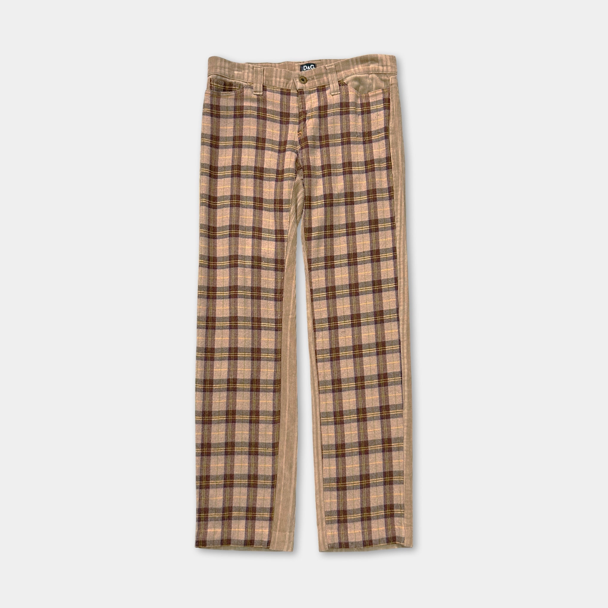 Dolce & Gabbana Checkered Brown Corduroy Pants