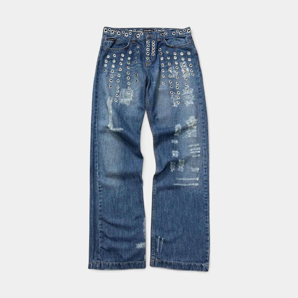 Dolce & Gabbana SS06 Eyelet Denim Pants