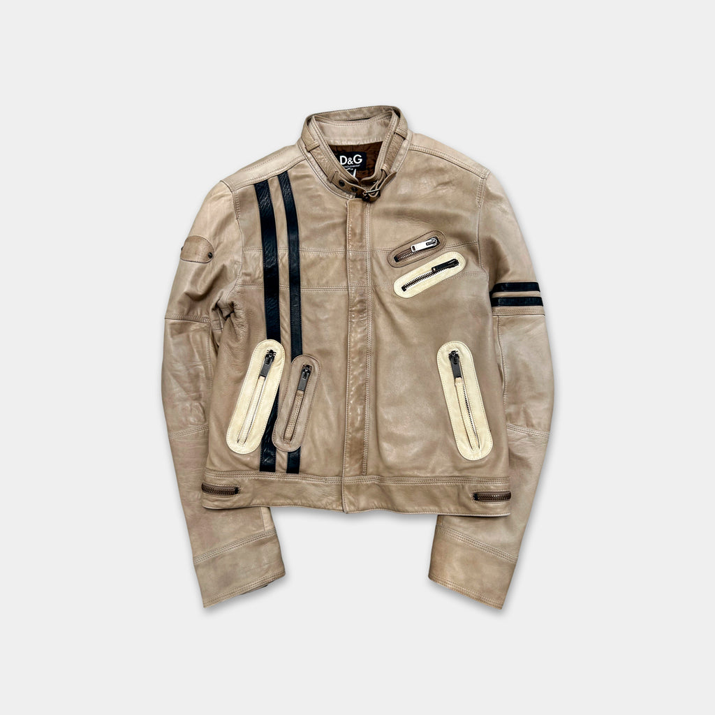 Dolce & Gabbana 2005 Black Leather Racing Jacket