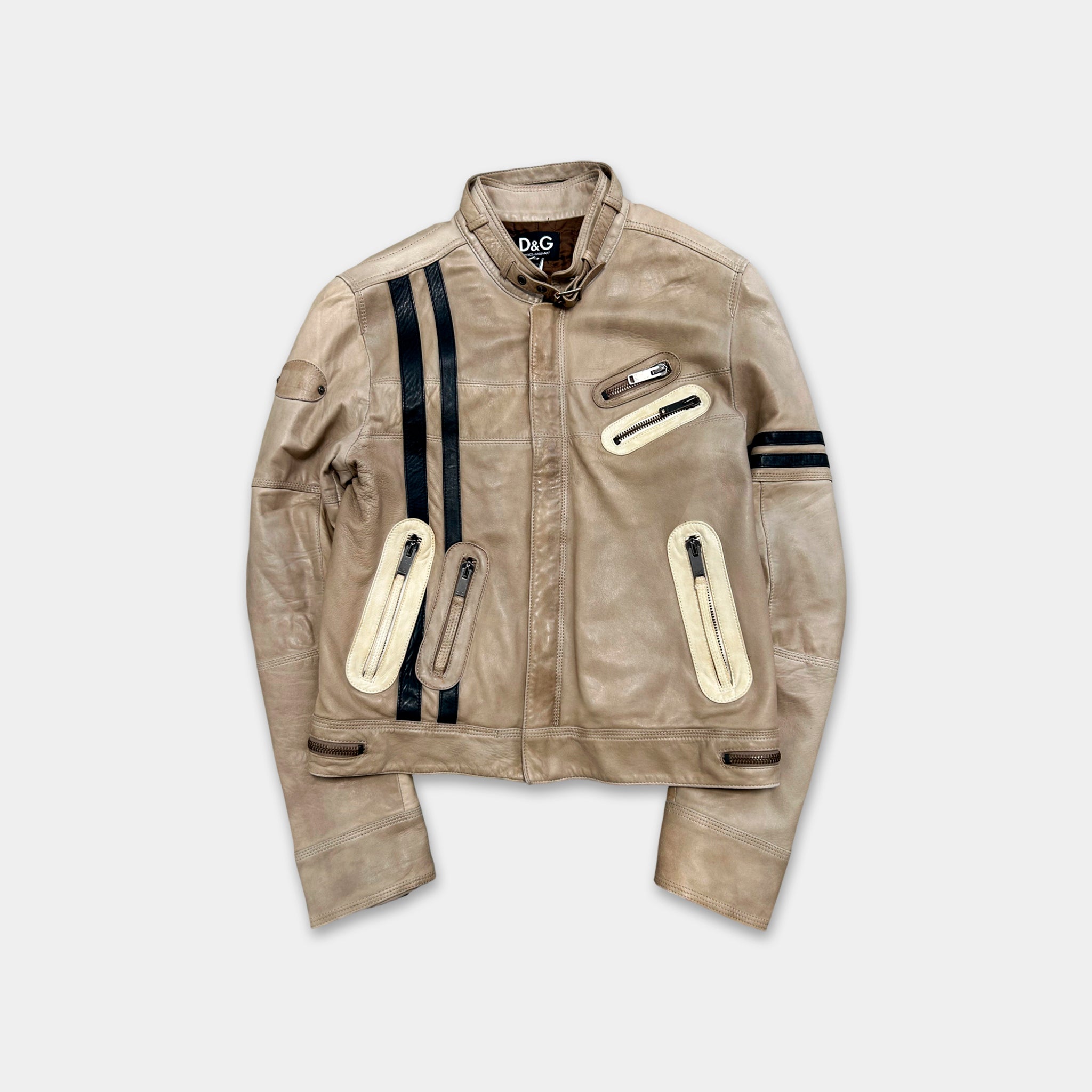 Dolce & Gabbana 2005 Black Leather Racing Jacket