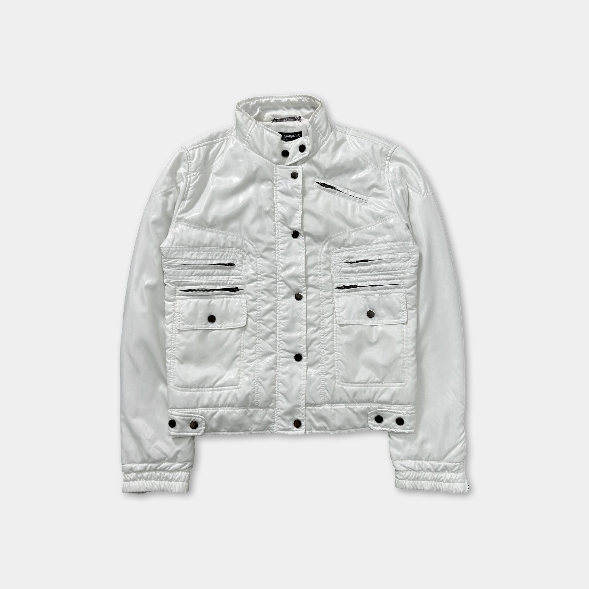 Dolce & Gabbana White Nylon Cargo Jacket