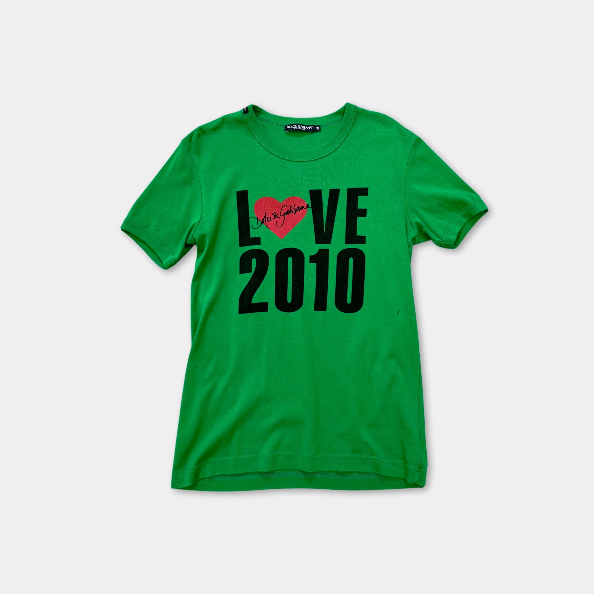 Dolce & Gabbana Green "LOVE 2010" Heart Graphic T-Shirt