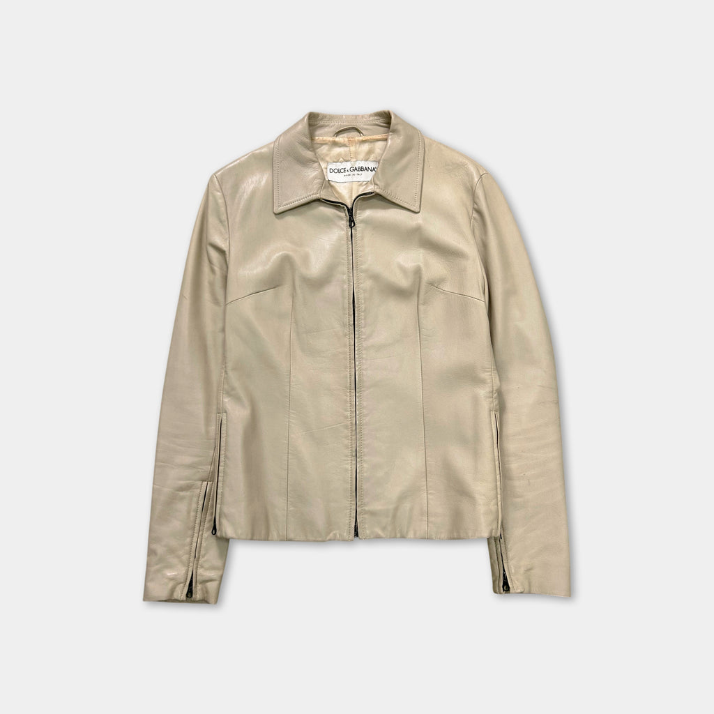 Dolce & Gabbana 1990s Beige Camel Leather Jacket