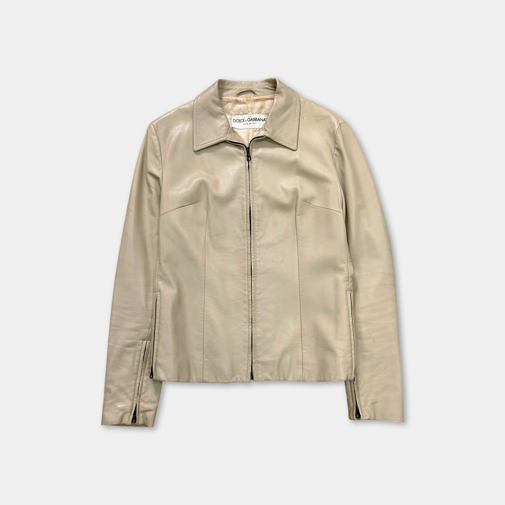 Dolce & Gabbana 1990s Beige Camel Leather Jacket