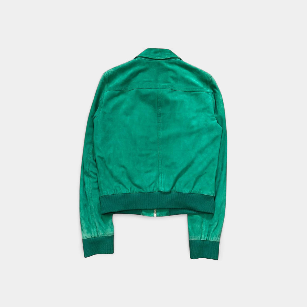 Dolce & Gabbana Emerald Green Suede Multi-Zip Bomber Jacket