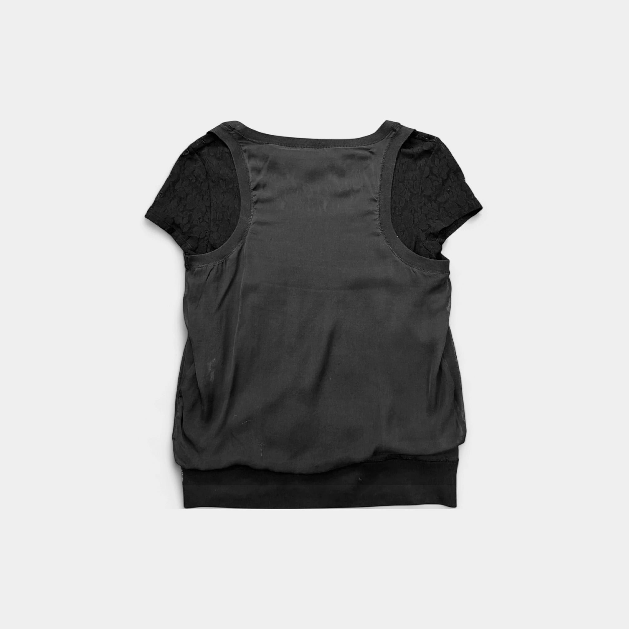 Dolce & Gabbana Layered Lace Blouson Black Top