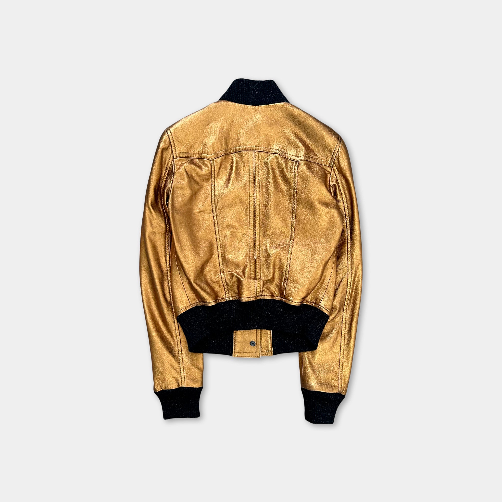 Dolce & Gabbana 2010s Gold Metallic Leather Jacket