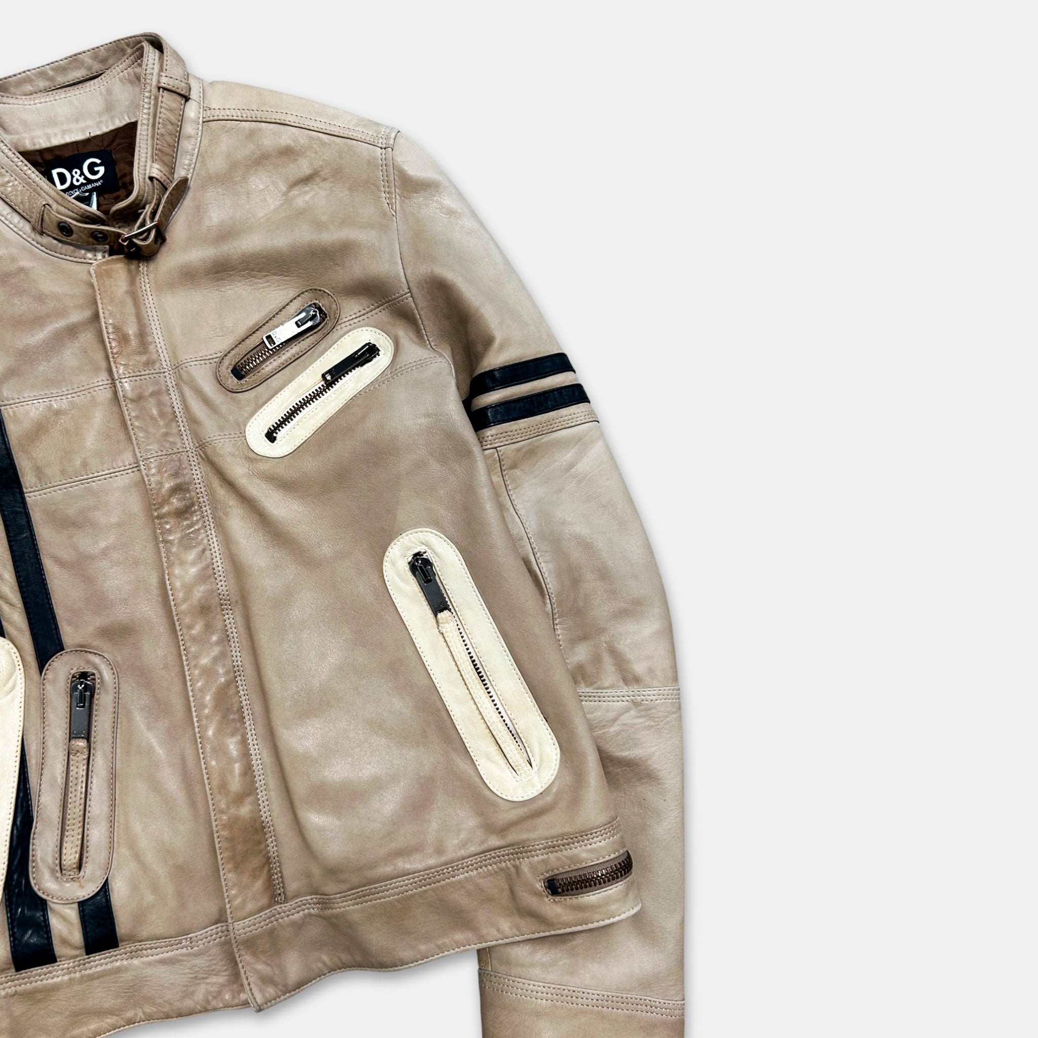 Dolce & Gabbana 2005 Black Leather Racing Jacket