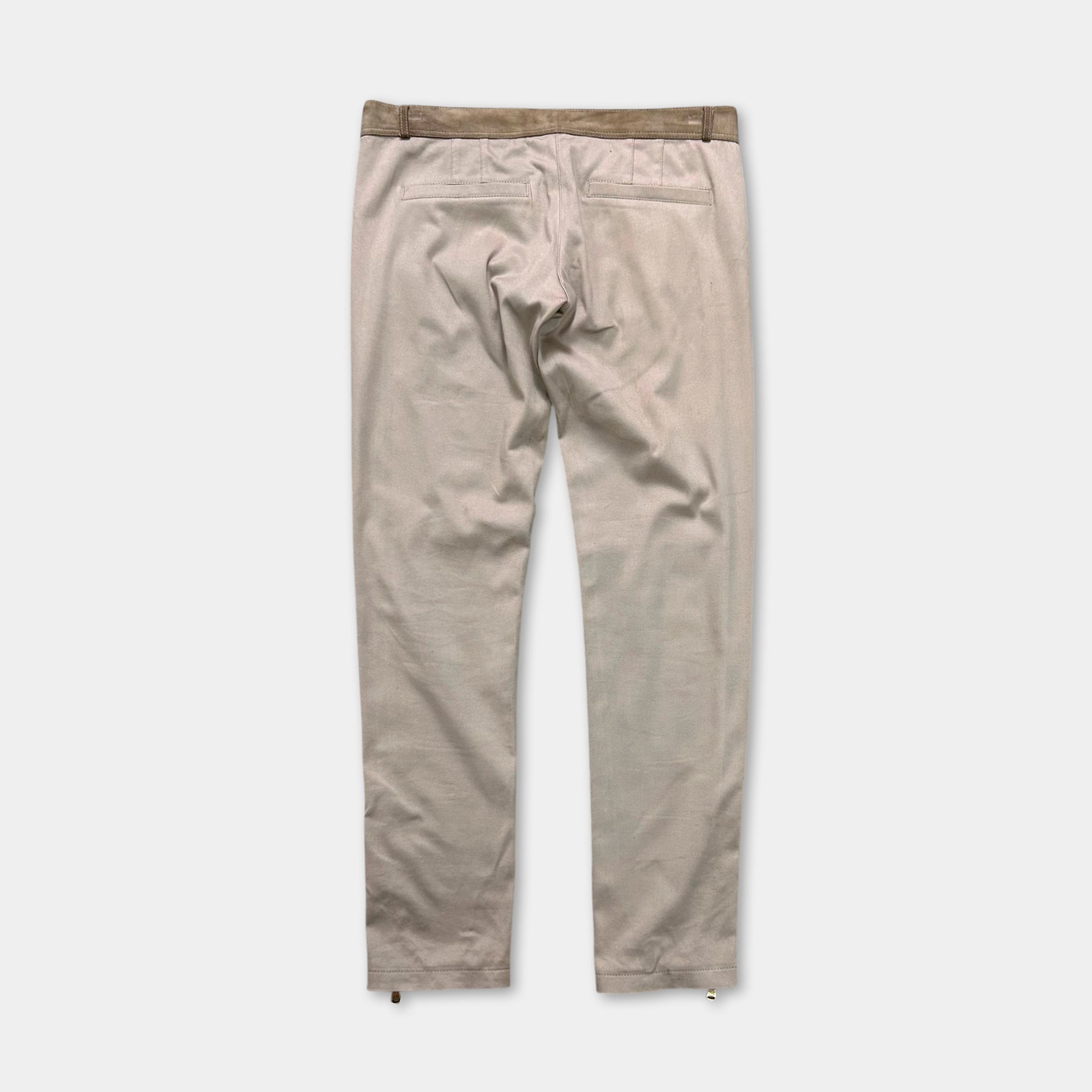 Dolce & Gabbana Beige Suede Hybrid Ankle-Zip Pants