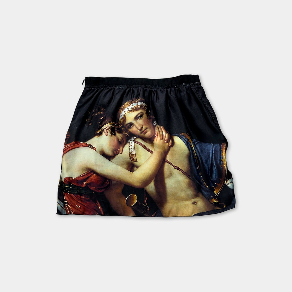 Dolce & Gabbana Neoclassical Graphic Silk Skirt